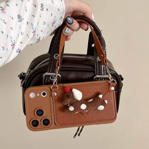 适用红米k90软硅胶樱桃小狗卡包