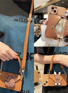 老花暴力熊适用三星note20手机壳s23plus潮牌零钱卡包A73a52s女款s10+斜挎背带挂绳A32a22防摔note8硅胶A13套