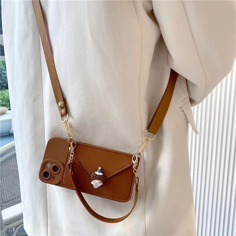 棕色吹泡泡卡包适用华为nzones7手机壳hinova10智选sp200斜挎挂绳s7