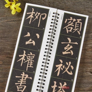 共2本 名家碑帖近距离临摹字卡楷书米字格毛笔书法字帖简体旁注活页字卡练习字帖 唐柳公权玄秘塔碑全文放大版