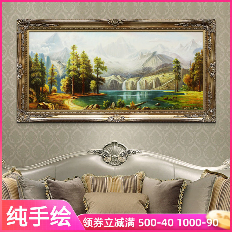 Hand drawn Oil Painting a living room Decorative painting European style sofa Background wall landscape Hanging picture manual Cornucopia Fawn Landscapein the Home accessories , Decorative painting , Painting  category - from Buy2taobao.com to provide professional Taobao agent buy service