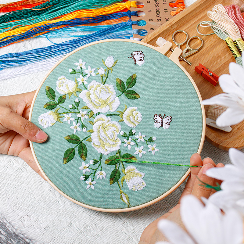 玫瑰刺绣diy材料包有视频