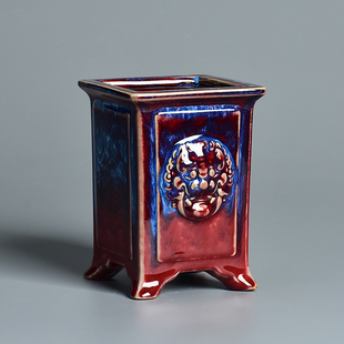 钧窑陶瓷花盆兰花专用四方高款家用绿植吊兰盆创意高档室内中式盆