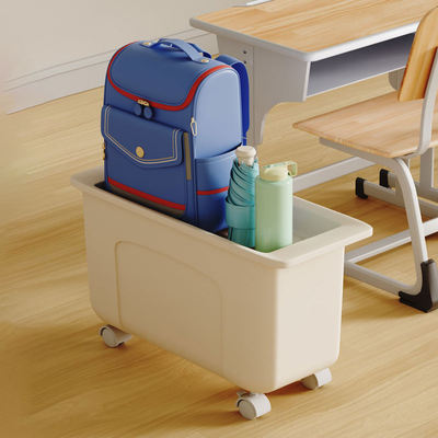 放书包置物架带轮可移动学生桌下书本收纳盒教室用窄款滑轮小推车
