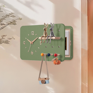木工小舅 时钟洞洞板电表箱盒遮挡盖板 现代简约强电箱挂钟装饰画