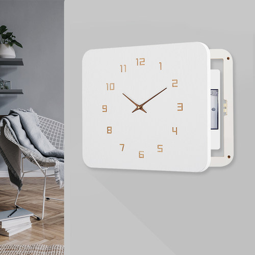 带钟表的电表箱装饰画