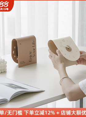 木工小舅 简约家居客厅台式座钟饰品玄关酒柜大气时钟装饰摆件