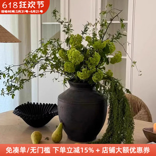 木工小舅 新中式陶罐中古风陶瓷插花瓶 摆件小众家居装饰水培花器