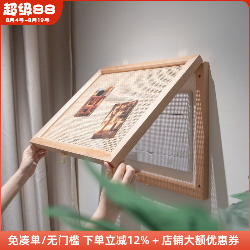 木工小舅实木藤编电表箱装饰画图片