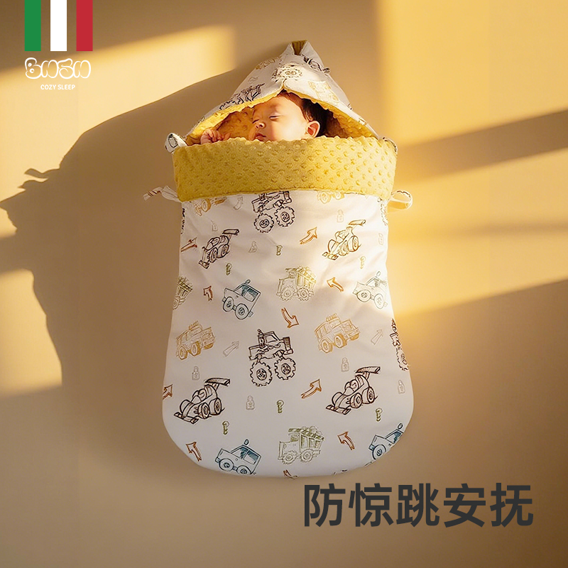 婴儿睡袋豆豆绒防惊跳新生儿可脱胆恒温纯棉宝宝防踢被秋冬加厚
