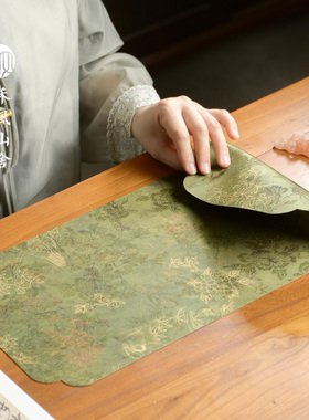 《春和景明》香云纱干泡茶席 扎染书画桌旗茶壶垫布禅意茶室配件