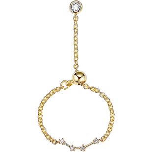 12星座狮子座抽拉式戒指女ins潮 可调节 食指戒 小众设计款简约