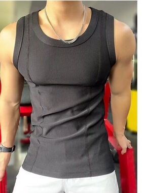 美式健身衣冰丝男背心简约条纹弹力篮球训练撸铁运动坎肩无袖t恤