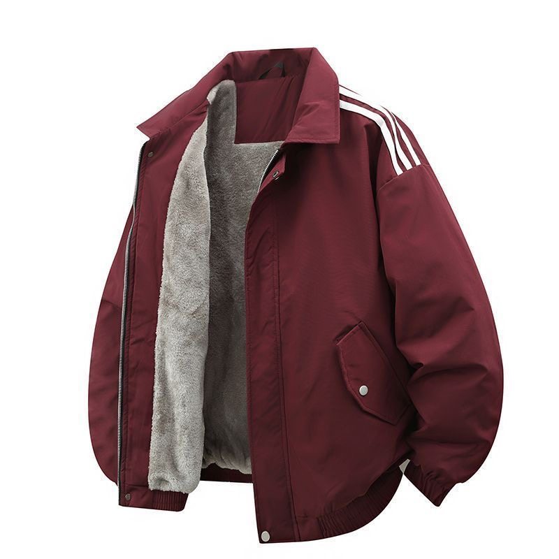 翻领+加绒+潮牌+宽松+冬季+时尚