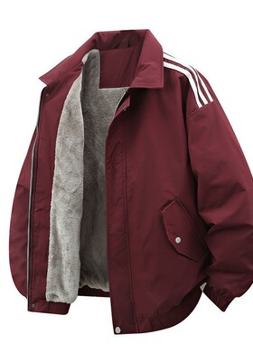 秋冬季加绒加厚保暖外套男士2025新款潮牌抗寒休闲痞帅冲锋衣夹克