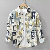 长袖 衬衫 工装 日系潮流男士 印花时尚 休闲青年耐脏耐磨宽松上衣外套