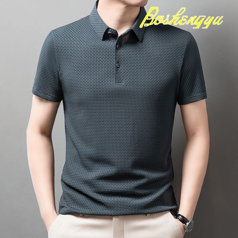 夏季polo衫短袖t恤男高端竹节提花网眼冰丝翻领纯色保罗衫上衣服,男装,Polo衫,淘宝优惠券,粉丝福利购,淘宝优惠卷