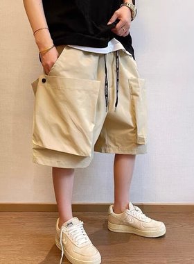 日系大口袋工装短裤男款夏季潮流外穿五分裤cityboy宽松休闲中裤