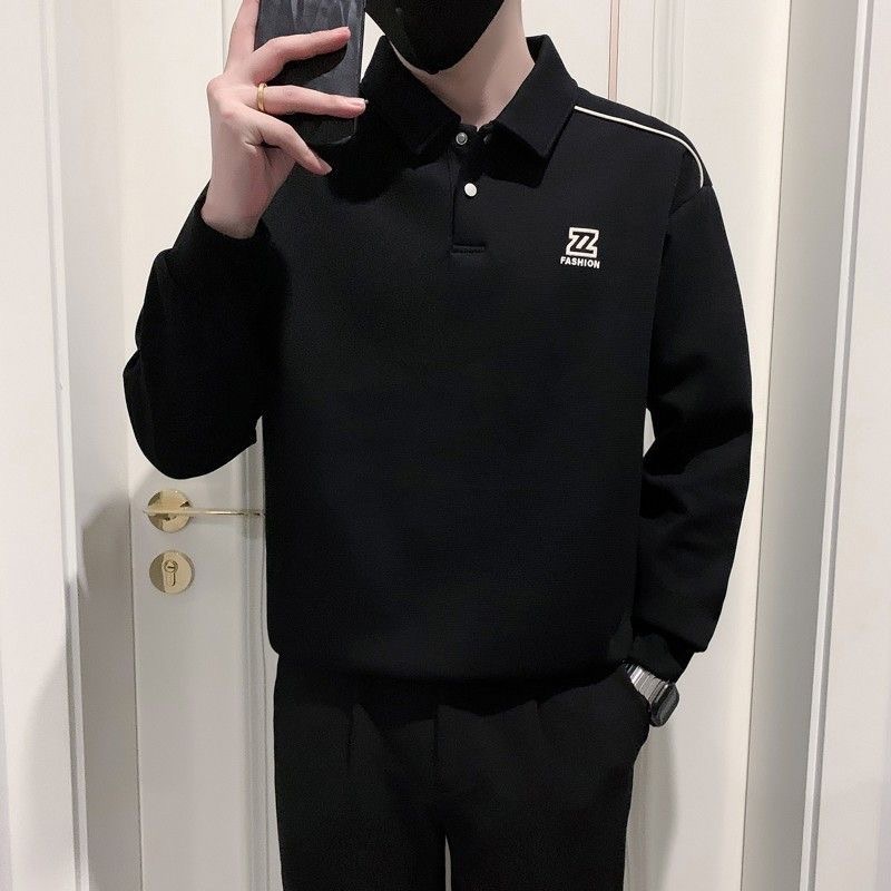 翻领+宽松+拼接+印花+潮牌+休闲