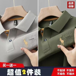 两件装夏季男士短袖POLO衫宽松翻领刺绣时尚百搭青年T恤半袖上衣