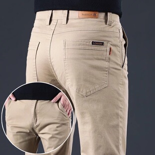2025新款 直筒春秋季 商务休闲修身 长裤 子 卡其色纯棉休闲裤 男裤 男款