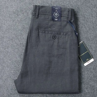 高端舒适直筒商务麻料休闲裤 纯亚麻吸汗透气男裤 薄 新款 欧洲站夏季