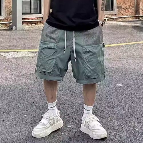 宽松+直筒+拼接+速干+五分裤潮牌