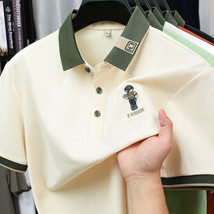潮流新款 潮牌翻领短袖 休闲体恤上衣 修身 刺绣T恤韩版 Polo衫 男夏季