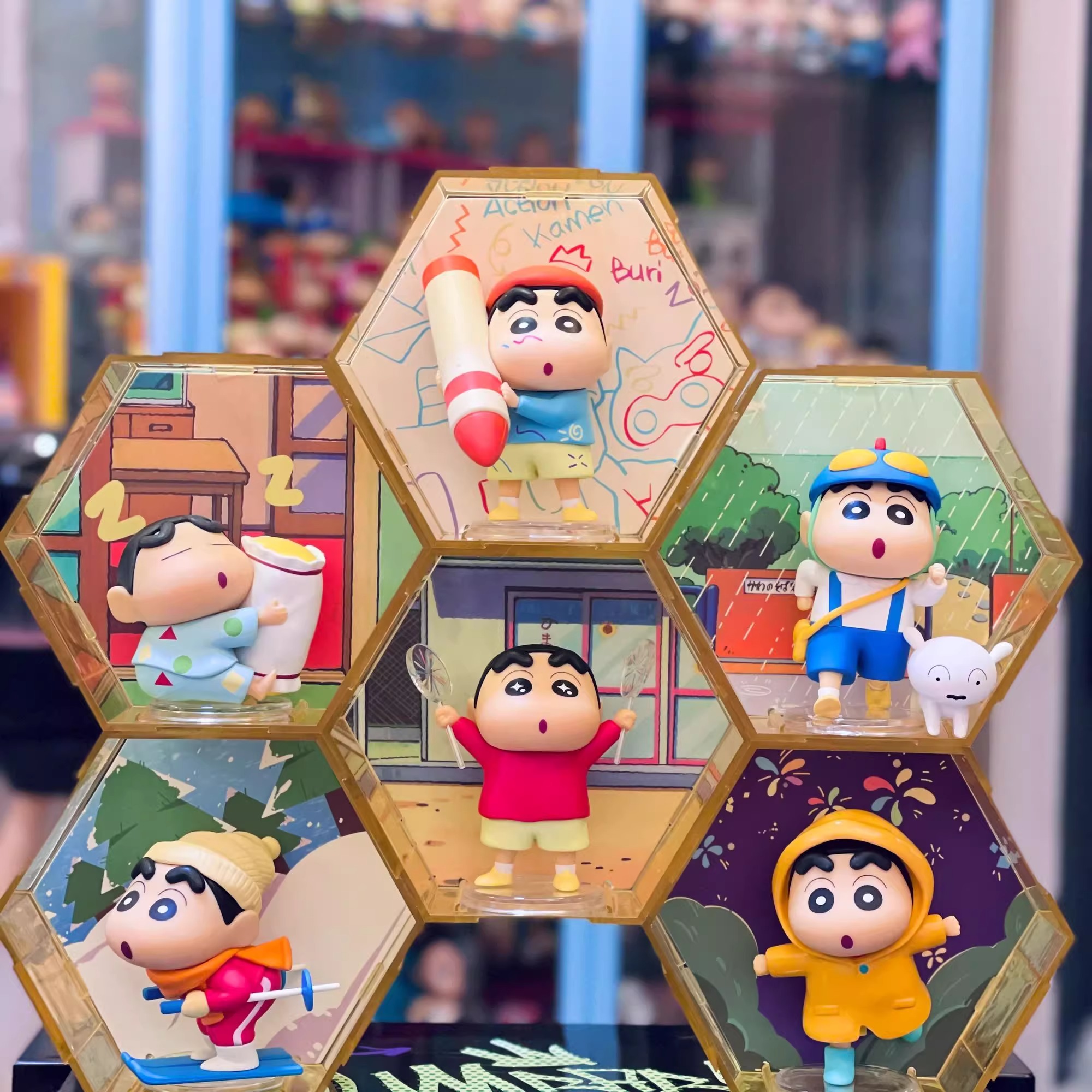灵动蜡笔小新趣味六六六盲盒摆件