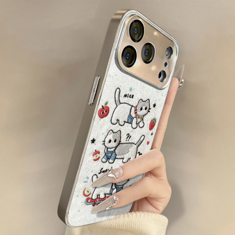 滑板小猫适用于苹果17手机壳iPhone16pro新款15plus卡通14网红13可爱12高级Air支架11全包8防摔7小羊皮保护套