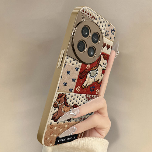 可爱小马适用于一加15手机壳一加13t新年款13马年12本命年小羊皮11防摔Ace6红色ace5ultra男女3pro支架2v高级