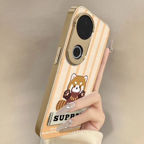 格纹浣熊适用于vivos30手机壳s20pro新款s18e卡通s17t网红15可爱s19女s16高级12支架s10全包防摔小羊皮保护套