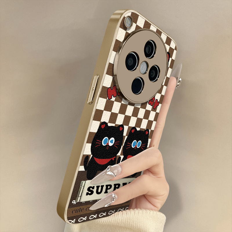 浙皇适用于oppofindx8手机壳x7ultra新款x6pro秋冬x5网红a97可爱a93s支架a72创意a57羊皮女卡通a2格子小黑猫