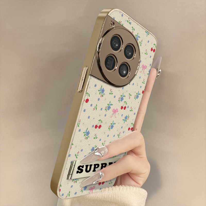 浙皇适用于一加13手机壳1加13T新款12秋冬11网红ace5pro可爱ace3支架创意防摔小羊皮女镜头全包ace2v碎花樱桃