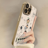 浙皇适用苹果16手机壳iPhone15高级14plus网红13promax新款 12可爱11女电镀XS小羊皮8全包17防摔支架蜡笔小新