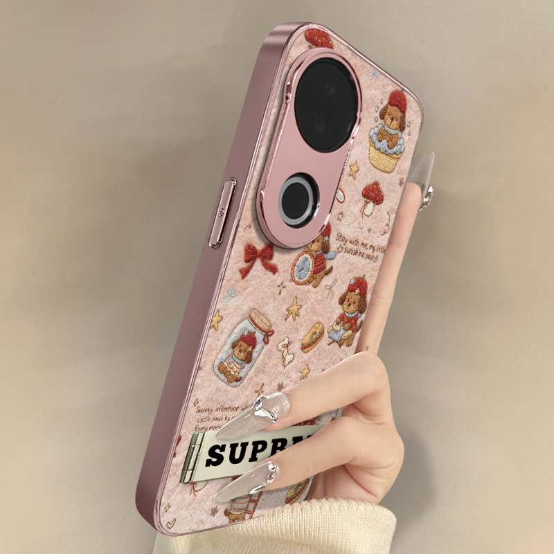 瓶装小狗适用于vivos30手机壳s20pro新款s18e卡通s17t网红15可爱s19女s16高级12支架s10全包防摔小羊皮保护套