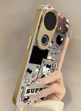 浙皇适用vivoS20Pro手机壳S19高级网红S18eS17t新款S16可爱女S15Pro电镀S12镜面S10全包防摔支架黑白kitty