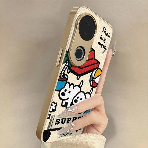 小狗玩耍适用于vivos30手机壳s20pro新款s18e卡通s17t网红15可爱s19女s16高级12支架s10全包防摔小羊皮保护套