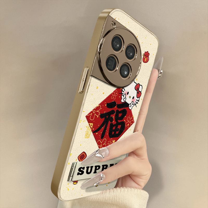 红福kt猫适用于一加15手机壳1加13T新款12卡通11网红ace6可爱ace5pro女ace3高级2支架全包防摔小羊皮保护套