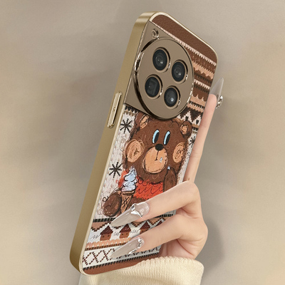 雪糕小熊适用于一加15手机壳一加13t新款13男女12可爱小羊皮11网红Ace6好看ace5ultra小众3pro高级2v防摔支架