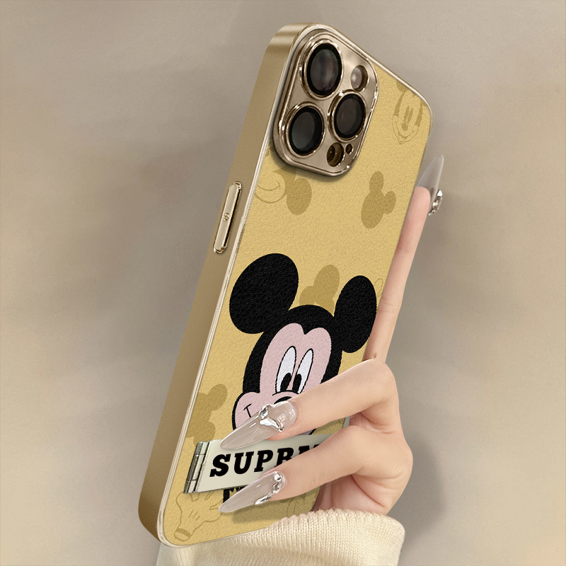 浙皇适用于苹果16promax手机壳iPhone15新款14plus全包12防摔11支架8网红7电镀17羊皮13男女可爱漫画米奇头像