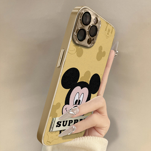 浙皇适用于苹果16promax手机壳iPhone15新款14plus全包12防摔11支架8网红7电镀17羊皮13男女可爱漫画米奇头像