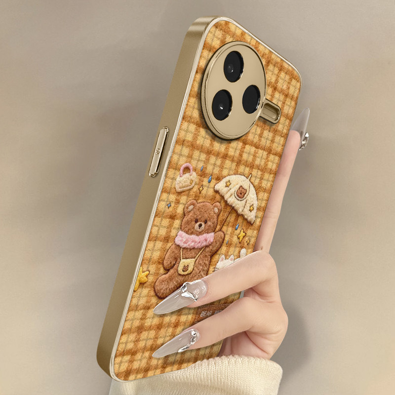 小熊猫咪适用于红米k90手机壳k90promax新款k80男女k70可爱小羊皮k60网红50好看note15r小众14高级13防摔支架