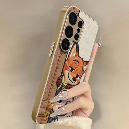 朱迪兔尼克狐适用于三星galaxys25手机壳s25plus新款s25ultra卡通s24可爱小羊皮s23网红s22好看男女高级支架