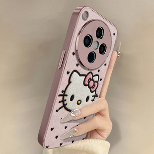 粉底爱心kt猫适用于oppofindx9手机壳findx9pro新款 x8s卡通x7ultra可爱小羊皮x6网红x5好看a97男女A6高级支架