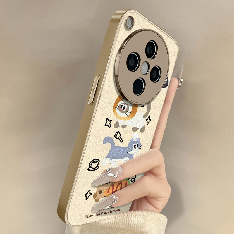 咖啡小猫适用于oppofindx9手机壳findx9pro新款x8s卡通x7ultra可爱小羊皮x6网红x5好看a97男女A6高级防摔支架