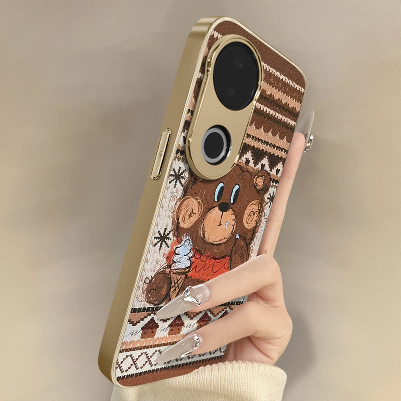 雪糕小熊适用于vivos30手机壳s30promini新款s20男女s19可爱s18e小羊皮s17t网红s16好看s15小众高级防摔支架