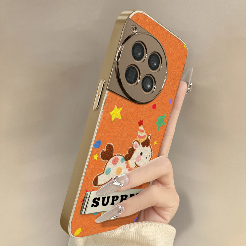 帽子小马适用于一加15手机壳1加13T新款12卡通11网红ace6可爱ace5pro女ace3高级2支架全包防摔小羊皮保护套