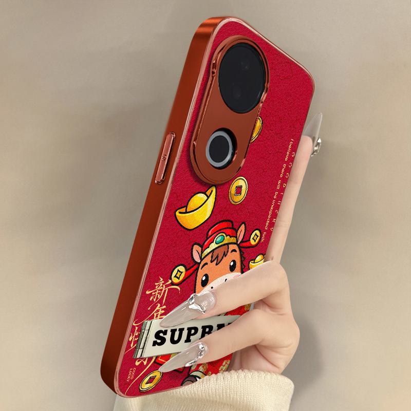 新年快乐适用于vivos30手机壳s20pro新款s18e马年s17t网红15国风s19女s16高级12支架s10全包防摔小羊皮保护套