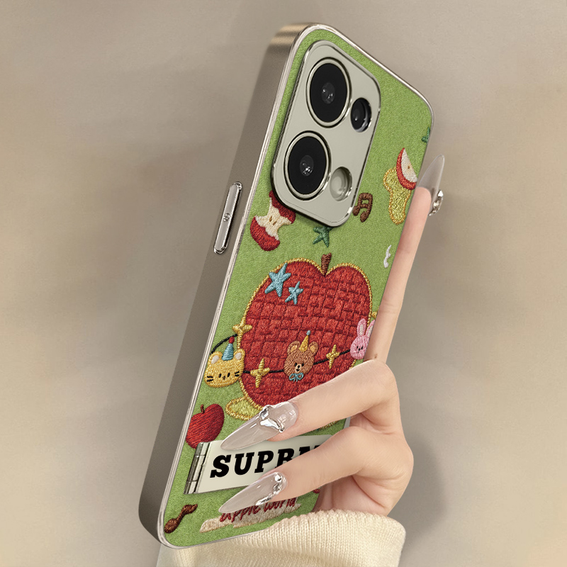 浙皇适用于opporeno14手机壳13pro新款12pro卡通11网红10可爱女高级8支架7pro全包9防摔5小羊皮6pro苹果星球